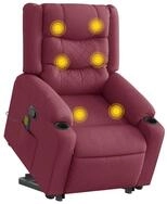vidaXL Massagesessel, Massagesessel mit Aufstehhilfe Weinrot Stoff
