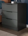 Inn.Furn Nachttisch Swan (Nachtkommode in Grau, 3 Schubladen, 45 x 60 cm),...
