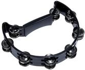 FAME Tambourine,Hand Tambourine Schwarz Doppelreihige Stahl-Schellen Halbmond-Form