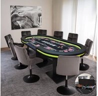 HOME DELUXE Spieltisch LED Pokertisch inkl. Pokerkoffer und St&uuml;hle STRAIGHT...