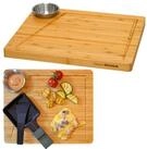 DuneDesign Schneidebrett 2er Set Raclettebrett Bambus Holz 30x25 mit Saftrille...