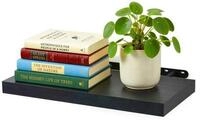 relaxdays Wandregal mit Metallhalterung, schwarz, 60 cm