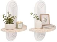 relaxdays Deko-Wandregal Wandregal Boho 2er Set, 2-tlg., Natur-Wei&szlig;, 1 Ablage