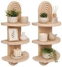 relaxdays Deko-Wandregal Wandregal Boho 2er Set, 2-tlg., natur, 3 Ablagen