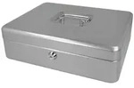 WESTCOTT Geldkassette abschlie&szlig;bar (gro&szlig;, 30 cm) Silber, 2 Schl&uuml;ssel,