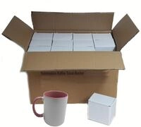 AcMax Tasse 36 St&uuml;ck Sublimation Kaffee Tassen Becher WEISS - HENKEL Pink