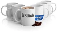 BigDean Becher 6 St&uuml;ck gro&szlig;e Kaffeebecher wei&szlig; 300ml aus, 6-tlg., Porzellan,