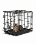 lionto Tiertransportbox f&uuml;r Katzen, stabil aus Metall mit Kunststoffbodenwanne,