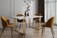 WFL GROUP Esstisch Wolf ausziehbar rechteckig loft mit goldenen Metallbeinen...