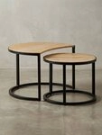 KADIMA DESIGN Satztisch Couchtische ESINO Massivholz - Rundes Industrial Style...
