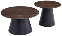 Selsey Couchtisch LUNNEA, Couchtisch-Set kaskadierbar, Nussbaum, Gestell Schwarz