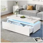 STILVORA Couchtisch mit LED-Beleuchtung,Sofatisch Kaffeetisch mit 2