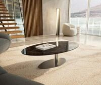 DELIFE Couchtisch Edge, Oval 140x80 cm Keramik Emperador Extra Lucidato...