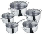 Berndes Topf-Set 5-tlg, b.urban, Edelstahl, mit Innenskalierung und Glasdeckel,
