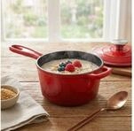 Casativo Kasserolle Gusseisen Stielkasserolle mit Deckel Rot, &Oslash; 17cm, 1,6 L,
