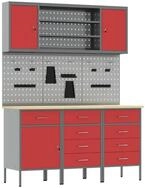 vidaXL Werkzeugschrank Werkbank 7 stk. Rot und Grau Ingenieure Holz und Stahl...