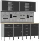 vidaXL Werkzeugschrank Werkbank 10 Stk. Schwarz und Grau Ingenieure Holz und...