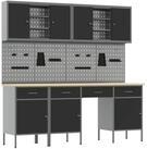vidaXL Werkzeugschrank Werkbank 10 Stk. Schwarz und Grau Ingenieure Holz und...