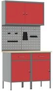 vidaXL Werkzeugschrank Werkbank 5 Stk. Rot und Grau Ingenieure Holz und Stahl...