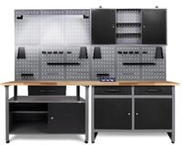 ONDIS24 Werkstatt-Set Werkstatteinrichtung 240cm Komplettset mit LED Bluetooth