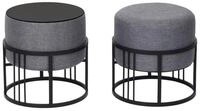 en.casa Sitzhocker (2er Set), &raquo;Tas&laquo; mit Tischfunktion gepolstert rund...