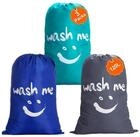 LuxusKollektion W&auml;schesack W&auml;schesack 3er 120L Kordelzug Nylon Dunkelgrau blau