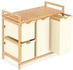 LuxusKollektion W&auml;schesortierer W&auml;schekorb 3 F&auml;cher 150L Bambus Beige...
