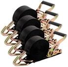 LuxusKollektion Spanngurt Spanngurte 4er Set 6 m Ratsche 2000 kg Schwarz