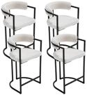 LuxusKollektion Barhocker Barhocker 4er Set Kunstfell Metallgestell Wei&szlig; 2...