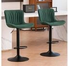 LuxusKollektion Barhocker Barhocker 2er Set Drehfunktion Kunstleder Dunkelgr&uuml;n Gro&szlig;