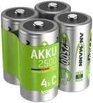 ANSMANN AG Akku C 2500mAh Baby NiMH 1,2V &ndash; 1000x wiederaufladbar (4 St&uuml;ck)...