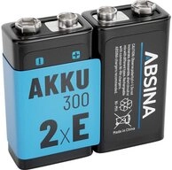 ABSINA 9 V Block-Akku NiMH 270 8.4 V 2 St. 401028-2 Akku