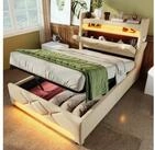 STILVORA Polsterbett 90&times;200 mit bettkasten,Doppelbett mit USB,Stauraumbett ohne