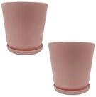 relaxdays Blumentopf mit Untersetzer 2er Set, Altrosa