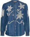 Langarmbluse CULTURE "Damen Bluse langarm CUchatarina", Damen, Gr. M, blau (medium