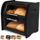 LuxusKollektion Brotkasten Brotkasten Akazie Holz Bel&uuml;ftung Sichtfenster 2 Regale