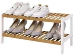 SONGMICS Schuhregal Schuhablage mit 2 Ebenen, 70 x 26 x 33 cm, aus Bambus,