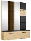 Masseno Garderobenschrank MODULO 161,2 x 204 cm Flurm&ouml;bel mit Spiegel Eiche...