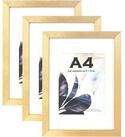 LuxusKollektion Bilderrahmen-Set Bilderrahmen A4 Holz Passepartout 3er Set