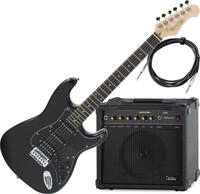 Rocktile E-Gitarre Pro ST60-BK E-Gitarre All Black AK30A Set - In edler Black...