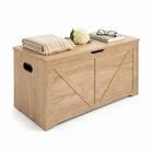 relaxdays Sitztruhe Sitzbank mit Stauraum, Hellgrau