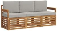 vidaXL Gartenlounge-Set Sofagarnituren 3 stk. Nat&uuml;rlich und Hellgrau...