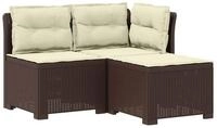 vidaXL Sofaelement 3-Sitzer Garten Sofa mit Kissen Rattan-Look 3-Sitzer PP Braun