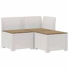 vidaXL Sofaelement 3-Sitzer Garten Sofa mit Kissen Rattan-Look 3-Sitzer PP Wei&szlig;