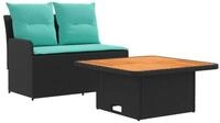 vidaXL Sofaelement Garten Armlehnen Sofa mit Klapptisch 2 St&uuml;ck Schwarz und...