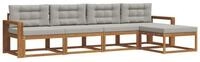 vidaXL Gartenlounge-Set Outdoor-Sofagarnitur 5 stk. Nat&uuml;rlich und Hellgrau,...