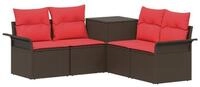 vidaXL Gartensofa Sofa Set 5 stk. Braun und Rot Polyrattan und Stahl, 5 Teile