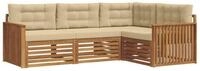 vidaXL Gartenlounge-Set Outdoor-Sofagarnitur 4 stk. Natur und Beige, (4-tlg)