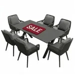 MR.DEKO Garten-Essgruppe Gartentisch Granada 200x90cm und 6 Diningsessel...