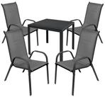 Mojawo Essgruppe Gartengarnitur Sitzgarnitur 5-teilig 80x80cm Non-Wood Anthrazit